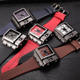 OULM Brand Original Unique Design Square Men Wristwatch Wide Big Dial Casual Leather Strap Quartz Watch Male Sport Watches