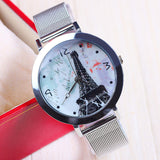 New Fashion Eiffel Tower Watch Stainless Steel Watch for Women Dress Watch Flower Watch