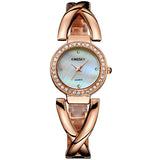 Original Female Watches Brand Luxury Rose Gold Strap Rhinestone Case Design Ladies Quartz Clock Movement Hot Sale Women Products