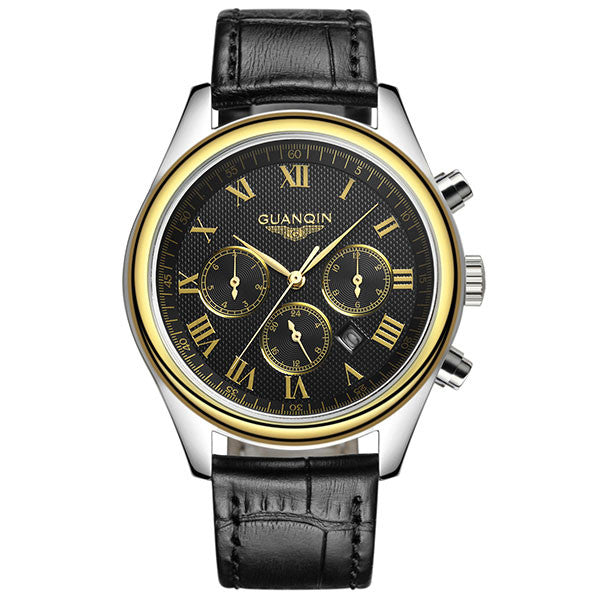 Original GUANQIN Men's Quartz Watches Men Top Brand Luxury Wristwatches Waterproof Classic Leather Strap Watch Hours Clock