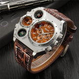 Oulm Large Big Dial Luxury Design Mens Sports Watches Male Quartz Watch Unique Leather Strap Wristwatch relogio esportivo