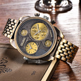 Oulm Luxury Brand Men Full Steel Quartz Watch Golden Big Size Men's Watches Antique Military Watch Male Relogio Masculino
