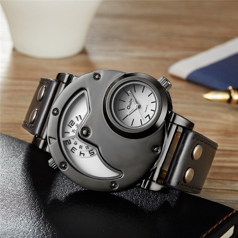 Oulm Male Casual Leather Strap Military Wristwatch Clock Mens Watch Top Brand Quartz-watch relogio masculino