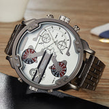 Oulm Male Military Watches Golden Oversized Big Quartz Watch Top Brand Men Full Stainless Steel Wristwatch relogio masculino