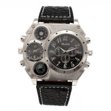 Oulm Mens Designer Watches Luxury Watch Male Quartz-watch 3 Small Dials Leather Strap Wristwatch relogio masculino