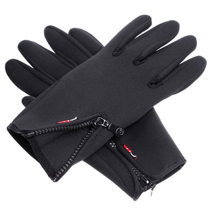 Outdoor Sports Winter Bicycle Bike Cycling Hiking Glove Windproof Simulated Leather Soft & Warm Gloves Black Size M/L/XL