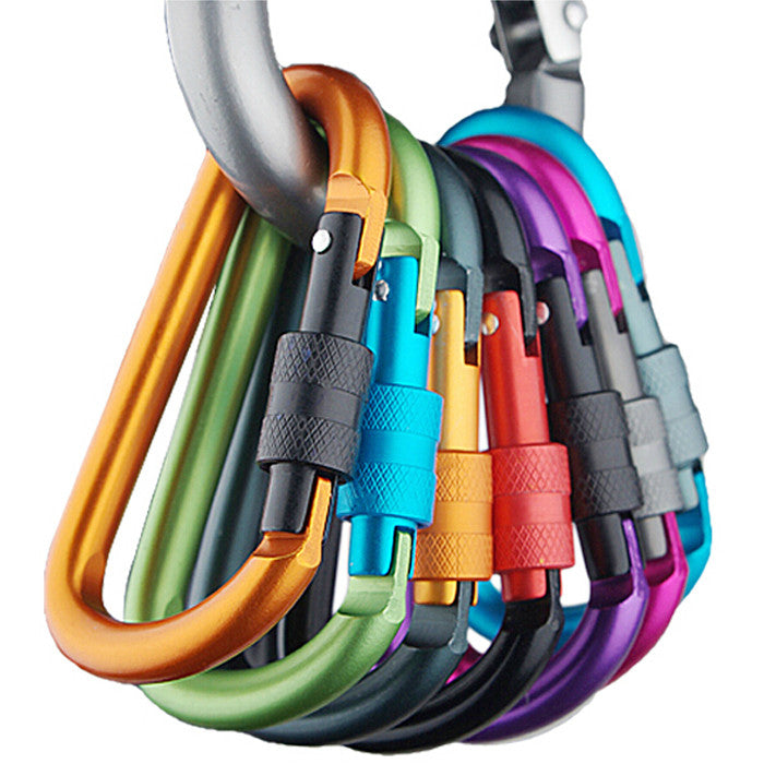 Outdoor multi colors Safety Buckle With Lock Aluminium Alloy Climbing Button Carabiner Camping Hiking Hook-10pcs/lot