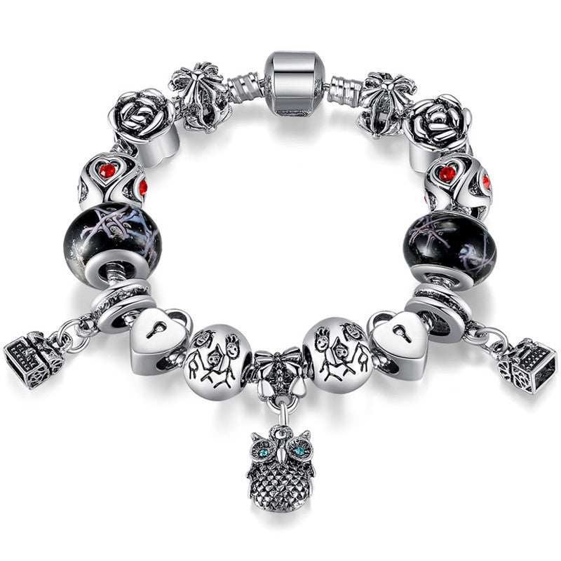 Owl Charm Animal Beads Fit Original Charm Bracelet Tibetan Silver Murano Glass For Women Fashion Jewelry