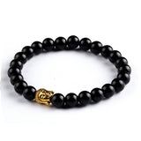Lava Buddha Skull head Beads Bracelets Natural Stone Bracelets For Women Men Jewelry pulseras Gold Color
