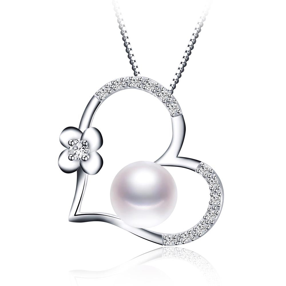 Pearl Necklace Love Shape Pendant AAAA High Quality Platinum Plated Gift For Women 9-10mm Pearl Jewelry collier
