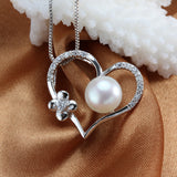 Pearl Necklace Love Shape Pendant AAAA High Quality Platinum Plated Gift For Women 9-10mm Pearl Jewelry collier