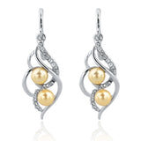 Pendientes Double Simulated Pearl Earrings For Women Crystal Gold Drop Earrings Imitated Diamond-Jewelry Brincos 