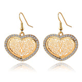 Pendientes Vintage Big Round Flower Gold Silver Statement Drop Earrings For Women Crystal Wedding Earrings Brincos