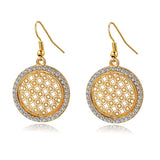 Pendientes Vintage Big Round Flower Gold Silver Statement Drop Earrings For Women Crystal Wedding Earrings Brincos