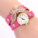 New women vintage leather strap watches,set auger butterfly rivet bracelet women dress watch,women wristwatch