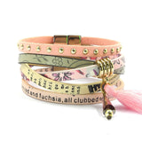 Pink leather bracelet women charm bracelets BOHO style Bohemian bracelets&bangles gift bracelets for women manchette