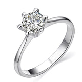 Platinum Plated Classic Simple Design 6 Prong Sparkling Solitaire 1ct Zirconia Diamond forever Wedding Ring 