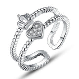Platinum Plated Heart Shape Finger Ring with AAA Zircon for Women Anniversary Fashion Jewelry 
