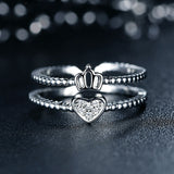 Platinum Plated Heart Shape Finger Ring with AAA Zircon for Women Anniversary Fashion Jewelry 