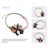 Popular New Colorful Ethnic Statement Flower Choker Necklace for Women Resin Handmade Weave Jewelry for Summer
