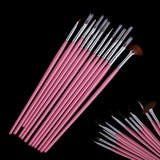 Professional 12Pcs UV Gel Pen Brush Nail Art Acrylic Brush Pen Dotting Draw Paint Tool Set Pink Nail Art Brush