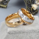 Wedding Bands Rings For Women Men 18K Gold Plated Love CZ Diamond Jewelry Anillos