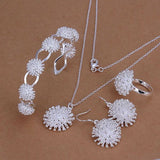 Silver plated jewelry set fashion jewelry set Fireworks Ring Drop Earrings Bangle Necklace Jewelry Set 