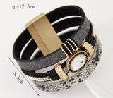 Pulseira Masculina Leather Bracelet With Magnetic Clasp Fashion Wrap Bracelets & Bangles for Women Men Jewelry Pulseras bijoux