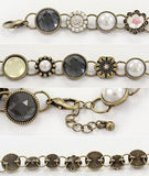 New 2016 Charm Pulseiras Femininas Vintage Imitated Pearl Crystal Flower Bracelets Bangles Fashion Jewelry for Women pulseira