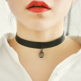 Punk Leather Choker Necklace Rock Bell Pendant Necklace Collar Necklace Jewelry Short Necklaces Collier Femme