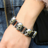 Punk Style Personality Skeleton Skull Bracelet New Fashion Genuine Leather Charm Bracelets Bangles for Unisex Women Men Jewelry