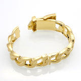 Punk Women Jewelry Smooth Simply Girl Bracelet 18K Gold Plated 18mm Wide Bracelet Crystal Paved Clasps Belt Buckle