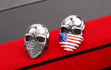 Punk American Flag Stainless Steel Skull Ring for Man Personality Biker Jewelry 