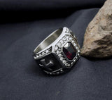 Punk Real Stainless Steel Ruby Men Ring Big Red Stones Finger Rings For Man High Quality Mens Rings Male Jewelry Accessory Anel