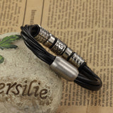 Punk Rock Design Multilayer Leather Man Bracelets Fashion Stainless Steel Magnet Buckle Cool Men Jewelry Rope Chain