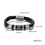 Punk Rock Design Multilayer Leather Man Bracelets Fashion Stainless Steel Magnet Buckle Cool Men Jewelry Rope Chain