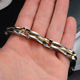 Punk Rock Heavy Metal Bracelet Silver/Gold Plated texture Stainless Steel Infinity Link Chain Bracelet Cool Men Jewelry
