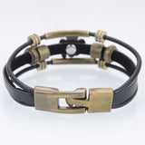 Punk Style Men's Bracelet Pulseras Wrap Braided Vintage PU Leather Clover Charm Bracelets & Bangles Wristband Men Jewelry