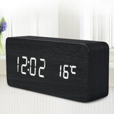 Quality Digital LED Alarm Clock Sound Control Wooden Despertador Desktop Clock USB/AAA Powered Temperature Display