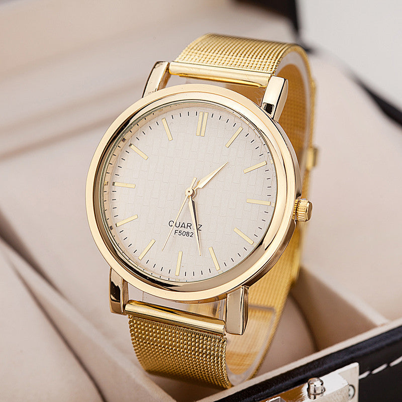 Quartz Casual watch Fashion Bright Gold band Women wristwatches Brand New Metal Mesh Stainless Steel watches