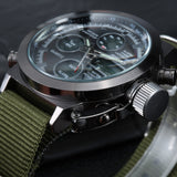 Quartz Digital Sports Watches Men Leather Nylon LED Military Army Waterproof Diving Wristwatch Men's Watch