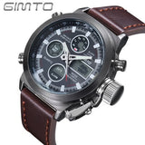Quartz Digital Sports Watches Men Leather Nylon LED Military Army Waterproof Diving Wristwatch Men's Watch
