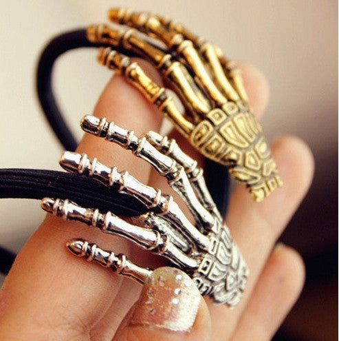 Skeleton gripper ghost claws hair bands terror hand bone hair wire rope clip-2pcs/set