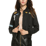 Women bomber jacket female coat flight suit casual jacket women coat and embroidered patch women jacket coat