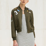 Women bomber jacket female coat flight suit casual jacket women coat and embroidered patch women jacket coat