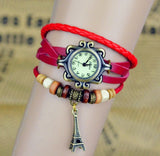 Eiffel Tower Pendant Bracelet Watches New Arrivals High Quality Women Genuine Leather Vintage wristwatches