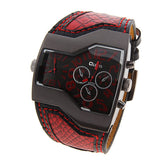 Brand Oulm Luxury men's military Wrist watch, man Dual Quartz Movement/Leather strap fashion dress sports watches