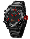 WEIDE Watches Men Military Sports LED Analog Digital Watch 2 time zone Japan Quartz Stainless Steel 3ATM Waterproof Wrist watch