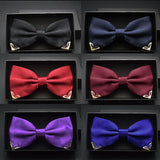 Red bow tie for men wedding black butterfly ties mens business and party gold yellow navy blue man bowtie metal angle decoration