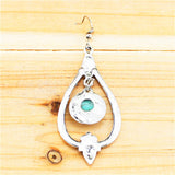 Retro Craft Vintage Look Antique Silver Plated Flower Turquoise Dangle Drop Earrings